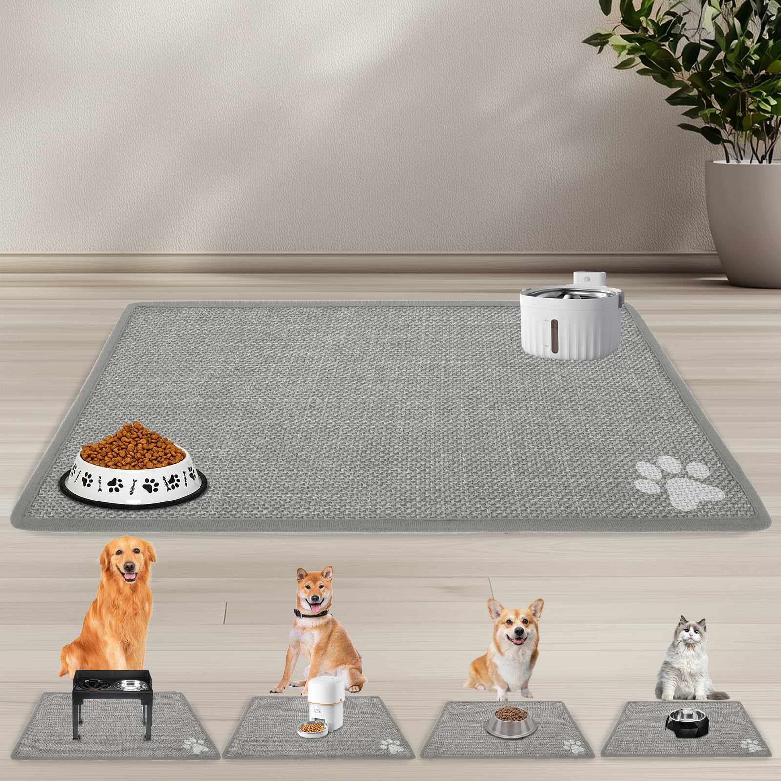 PUPTECK almohadilla absorbente para comida y agua, protege el suelo de derrames.