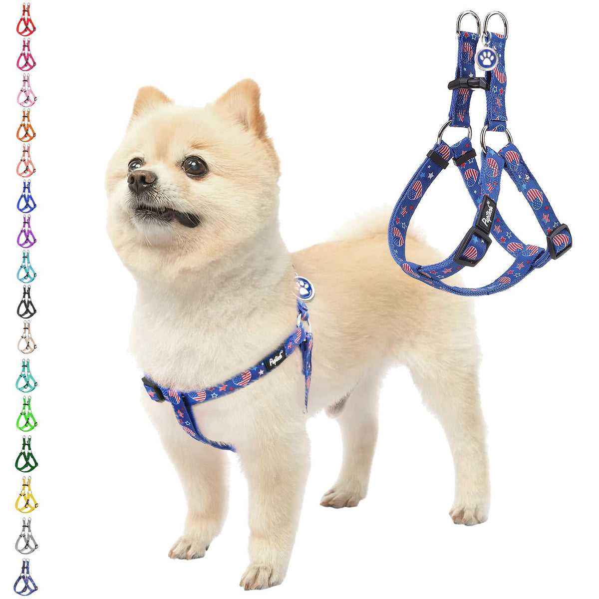 Arnés PUPTECK sin tirones con ajuste suave para paseos cómodos.