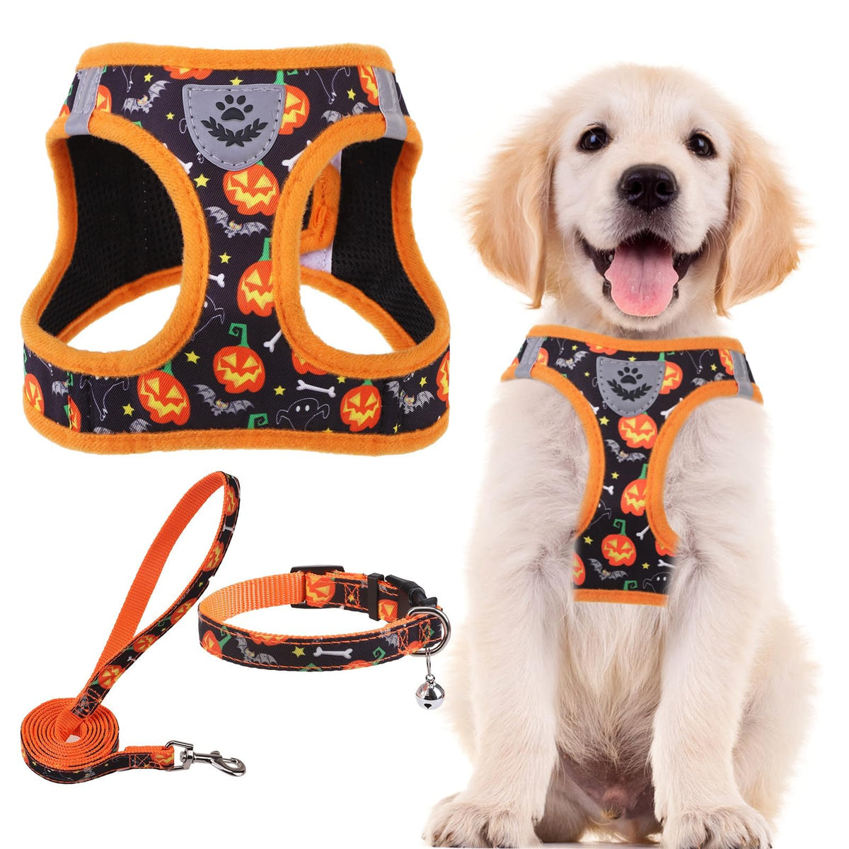 PUPTECK arnés ajustable con collar y correa para paseo cómodo.