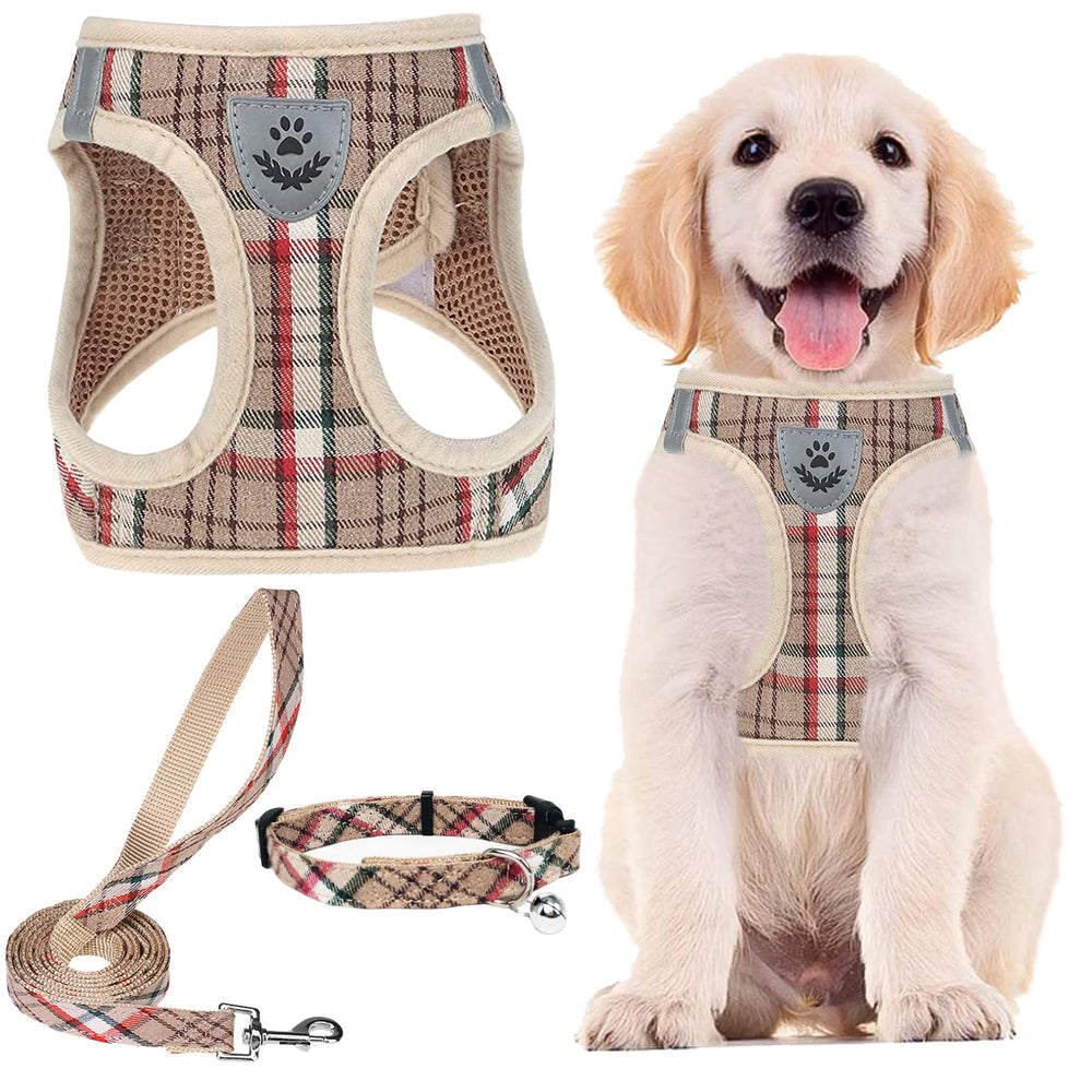 Arnés ajustable PUPTECK con malla suave y reflectiva para paseos cómodos.