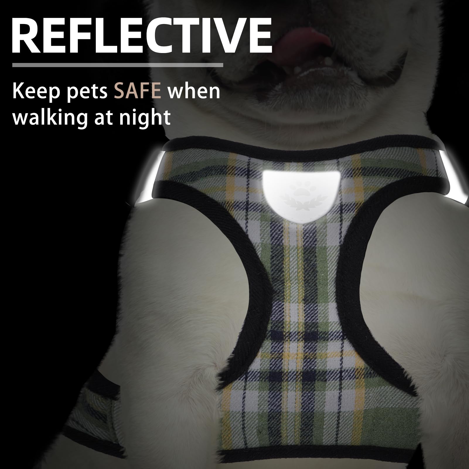 PUPTECK arnés diseño reflectante, mayor seguridad en caminatas nocturnas.