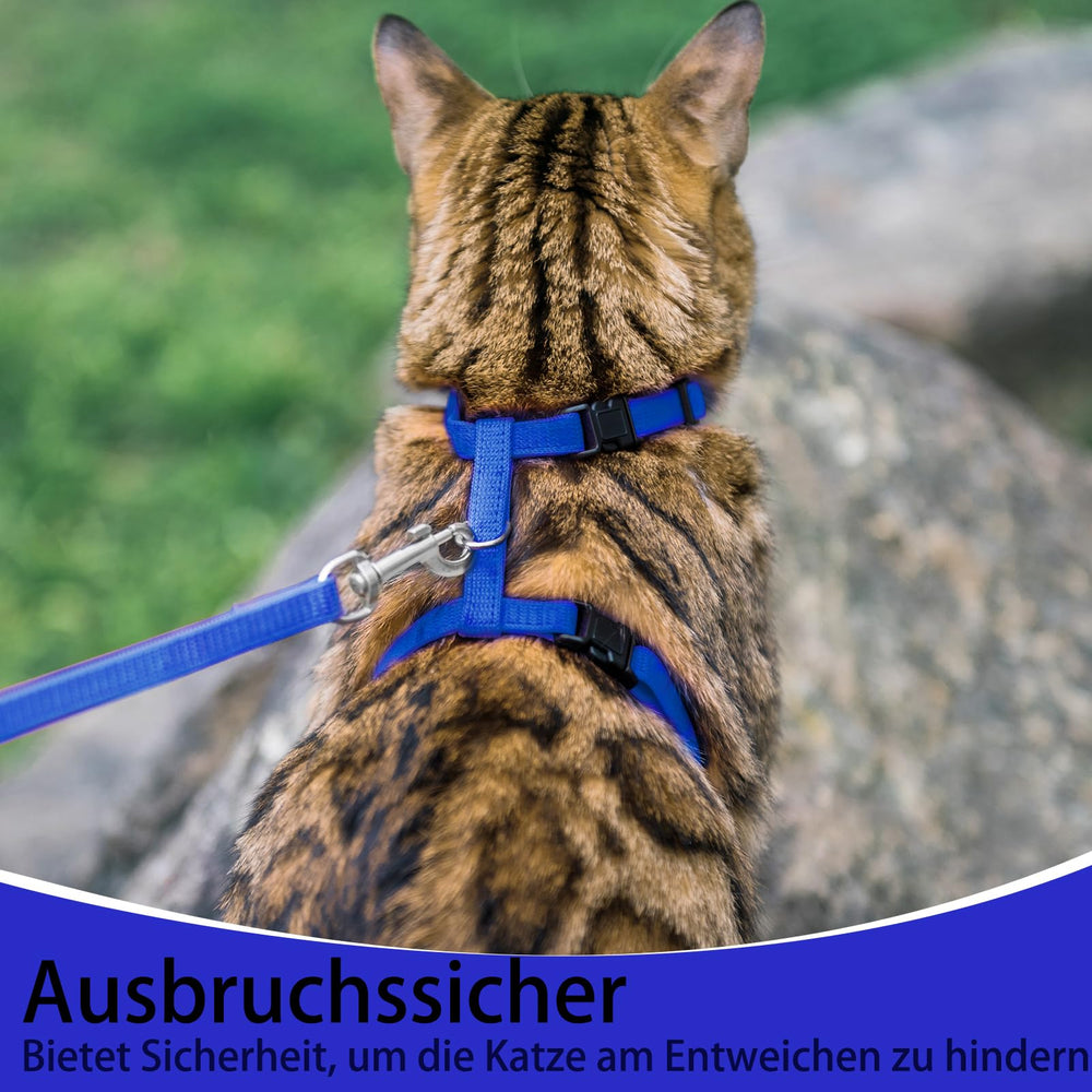 PUPTECK arnés gato diseño seguro para salidas al exterior en azul.