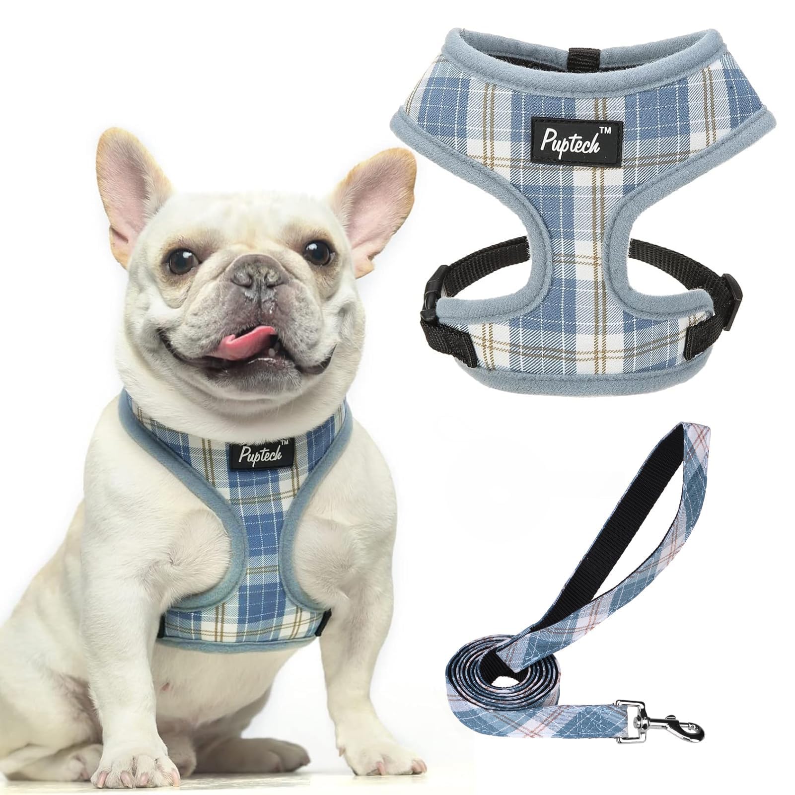 PUPTECK arnés malla suave azul cielo, cómodo para paseos diarios.