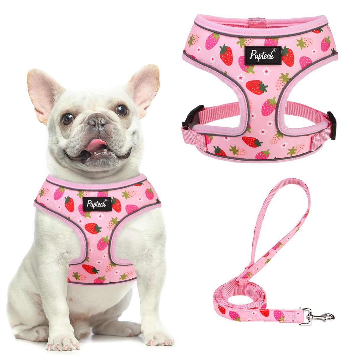 PUPTECK arnés malla suave fresa rosa para paseos cómodos