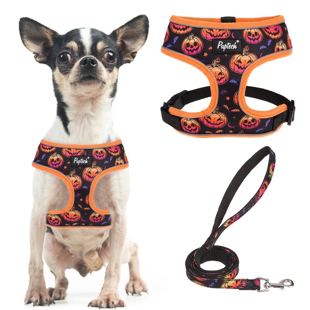 Arnés de malla suave PUPTECK naranja, cómodo para paseos diarios.