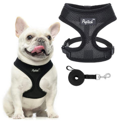 PUPTECK arnés malla suave negro talla L para paseos cómodos sin tirones.