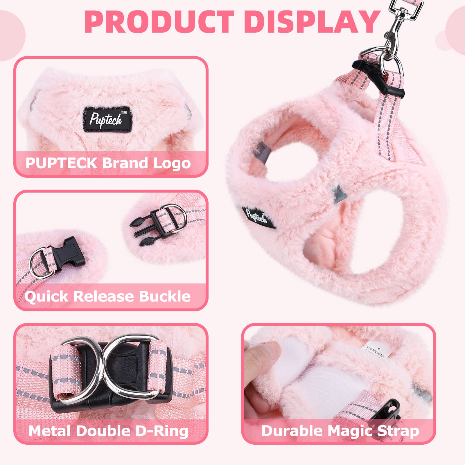 PUPTECK arnés de malla suave para perros pequeños, ideal para caminatas diarias