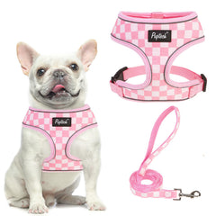 pupteck arnés-malla-suave rosa-blanco para paseos ligeros y cómodos
