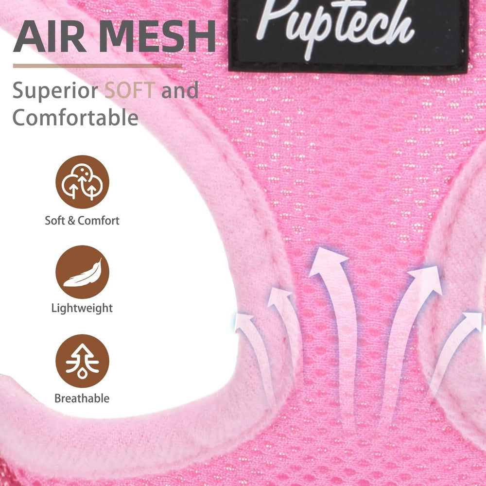 Arnés PUPTECK rosa, lateral, ligero para salidas largas al aire libre.