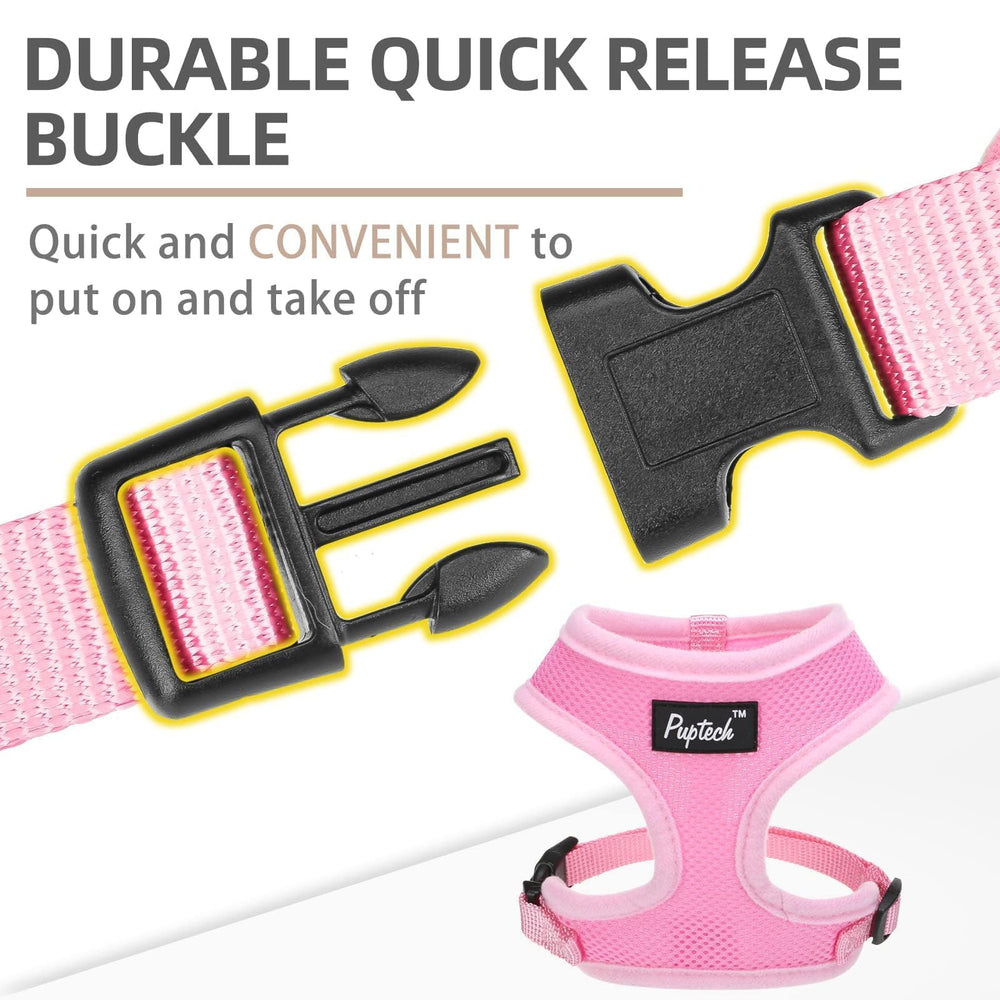 PUPTECK arnés rosa XS, detalle del bucle, liberación rápida para poner y quitar.