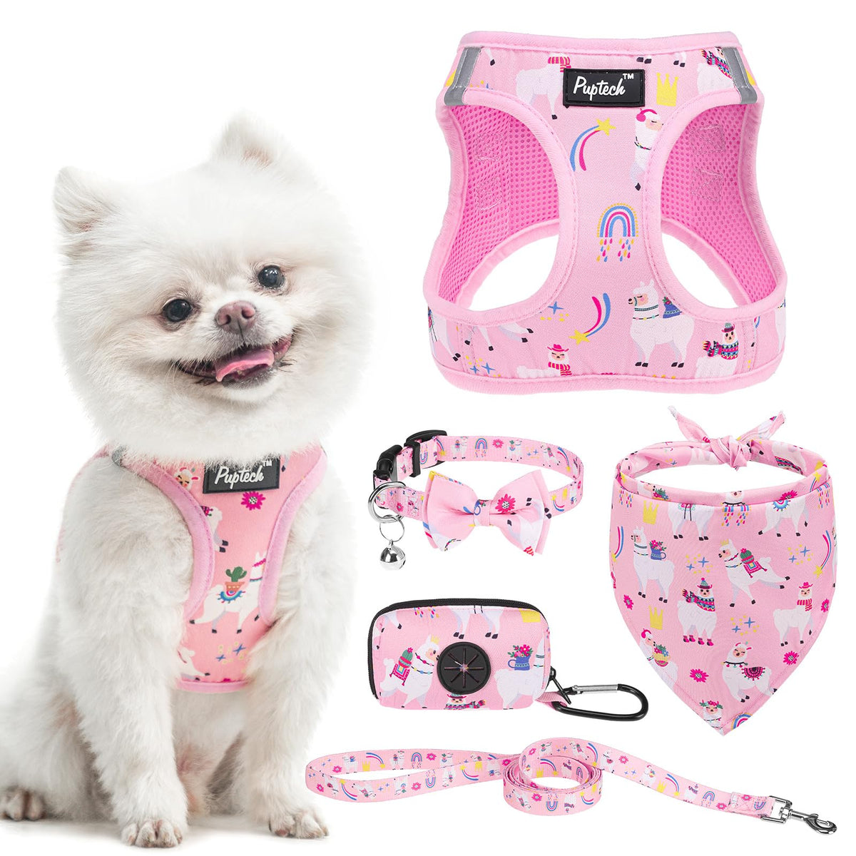 Arnés PUPTECK para perro ajustable, frente seguro para paseos.
