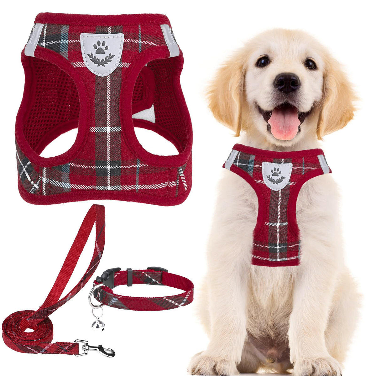 Arnés ajustable de PUPTECK con malla suave para paseos cómodos.