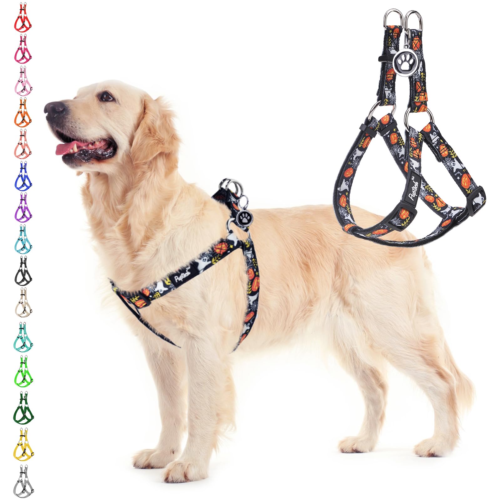 Arnés Pupteck en vista frontal sin tirones para paseos más controlados