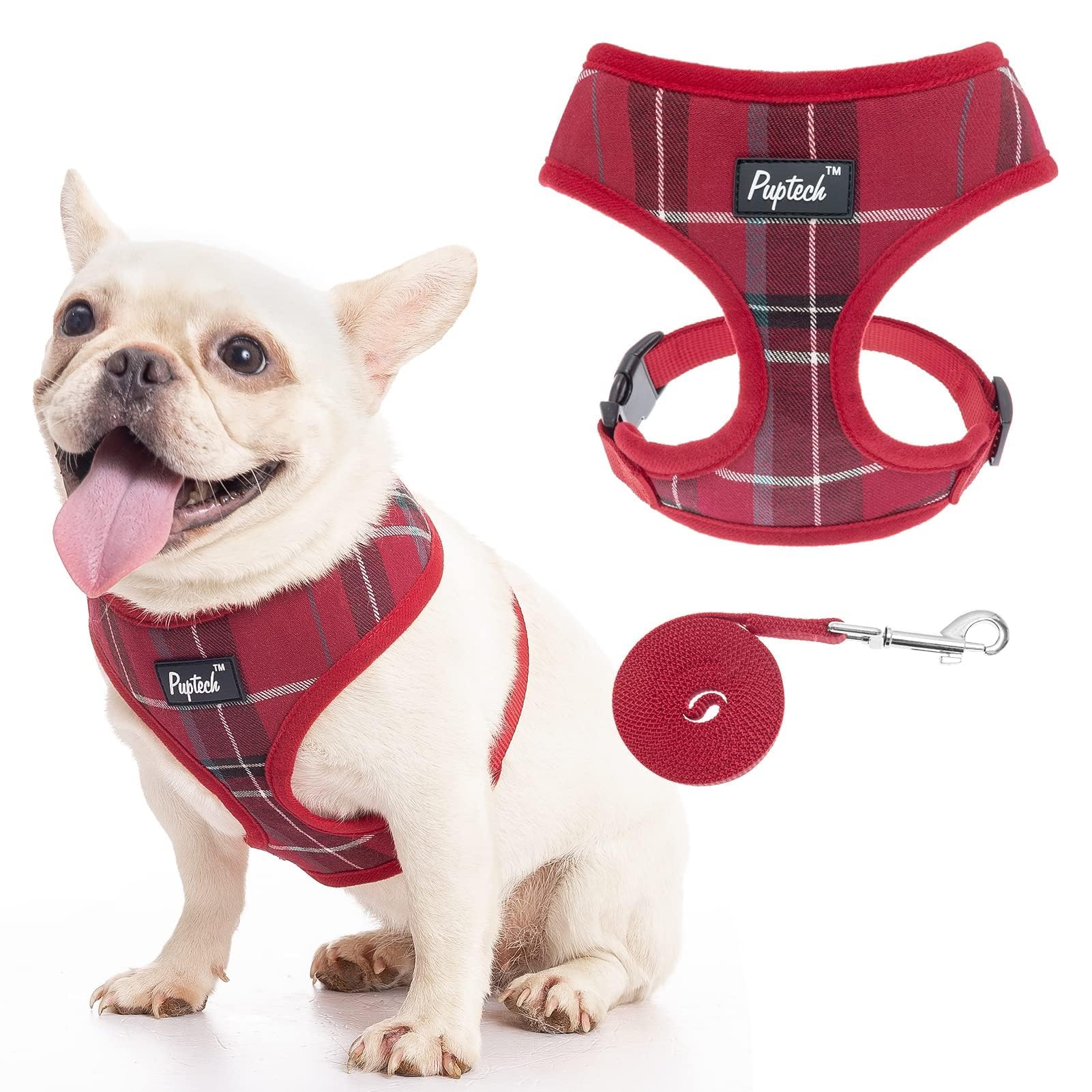 Arnés PUPTECK con diseño plaid único para paseos cómodos y con estilo.