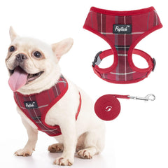 Arnés PUPTECK con diseño plaid único para paseos cómodos y con estilo.