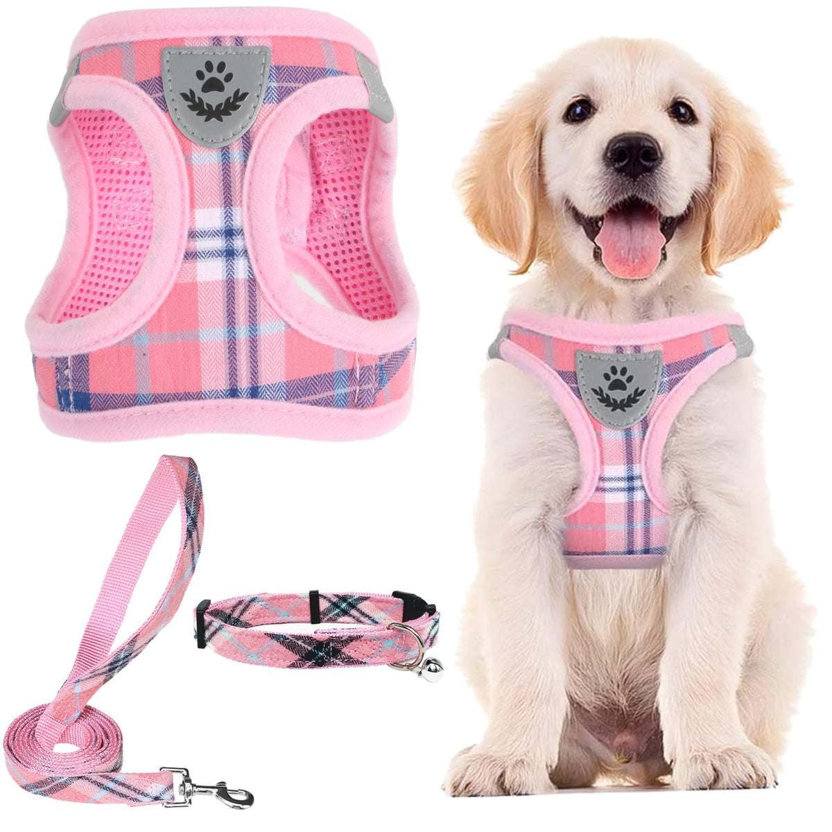 PUPTECK arnés rosado ajustable, ideal para paseos seguros
