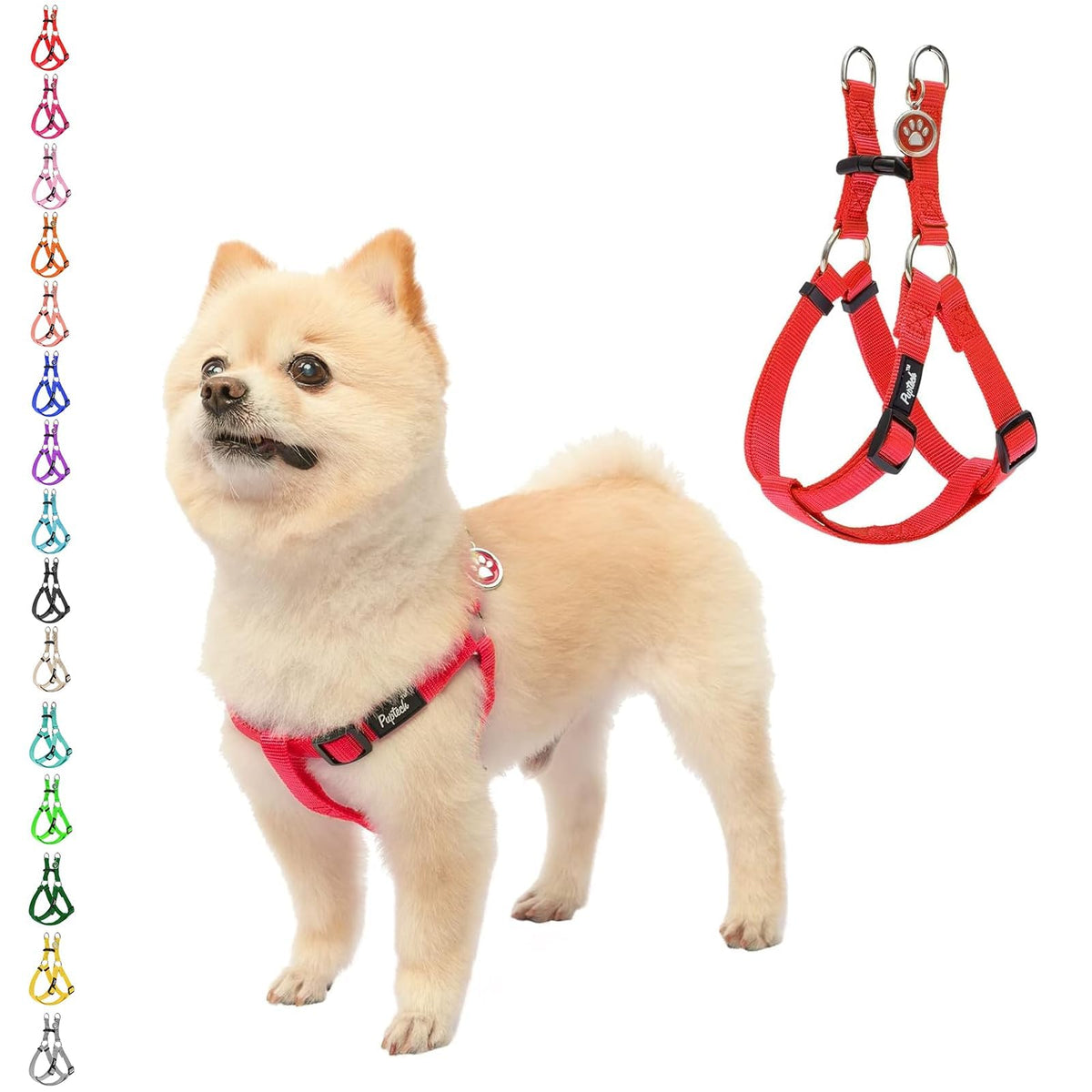 Arnés PUPTECK sin tirón para perro rojo, control suave durante el paseo