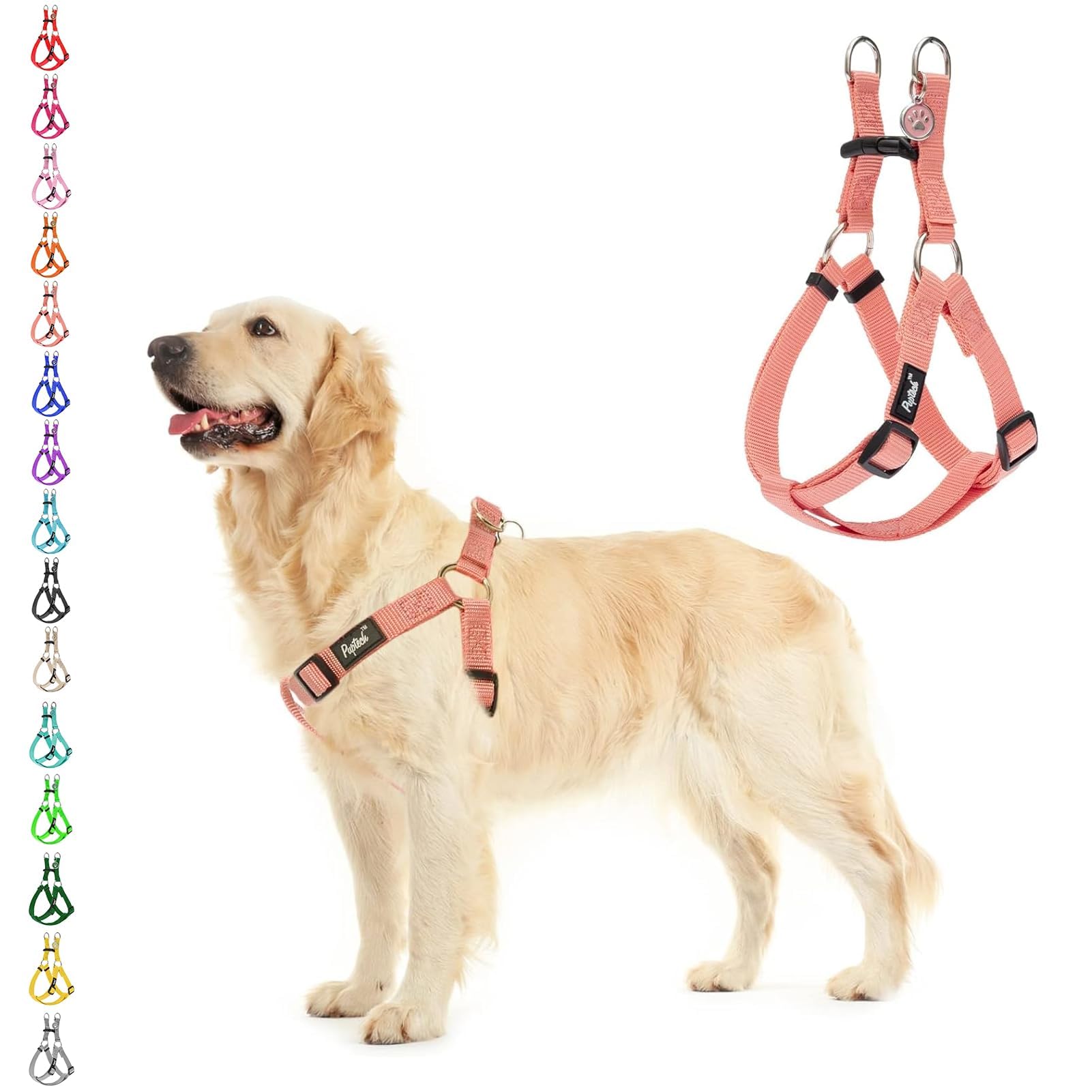 PUPTECK arnes sin tiro en color coral claro para paseos mas seguros y comodos