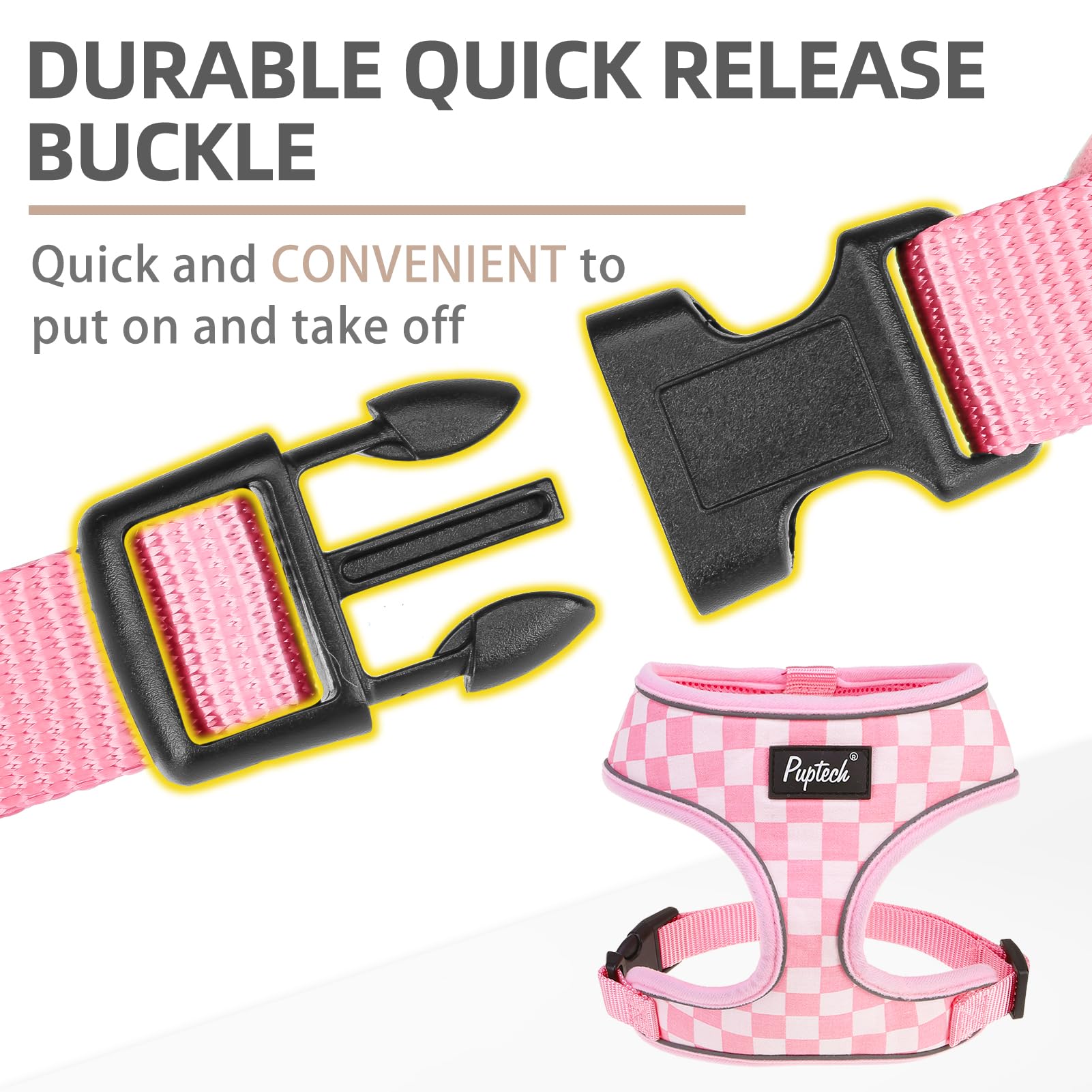 PUPTECK aro en D de metal, mayor durabilidad para paseos activos.