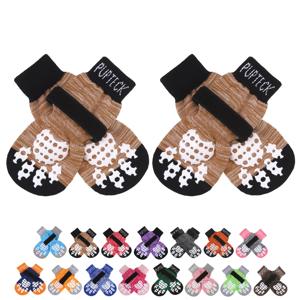 Calcetines antideslizantes PUPTECK con agarre doble para perros, protegen pisos.