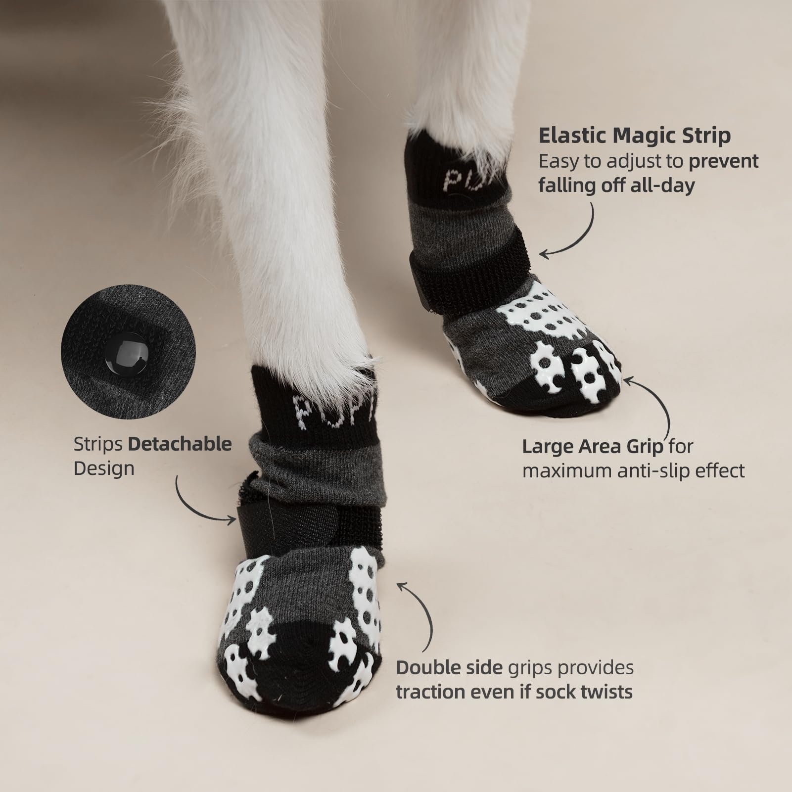PUPTECK calcetines con doble agarre para mayor tracción y durabilidad.