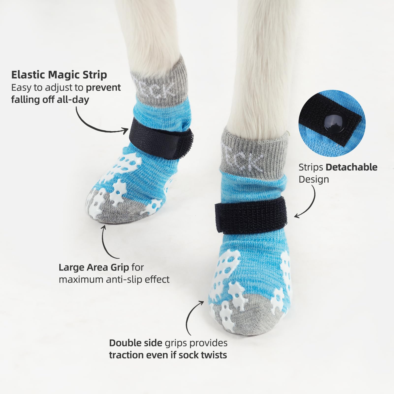 Calcetines antideslizantes PUPTECK para perro, agarre doble, mayor seguridad al caminar.