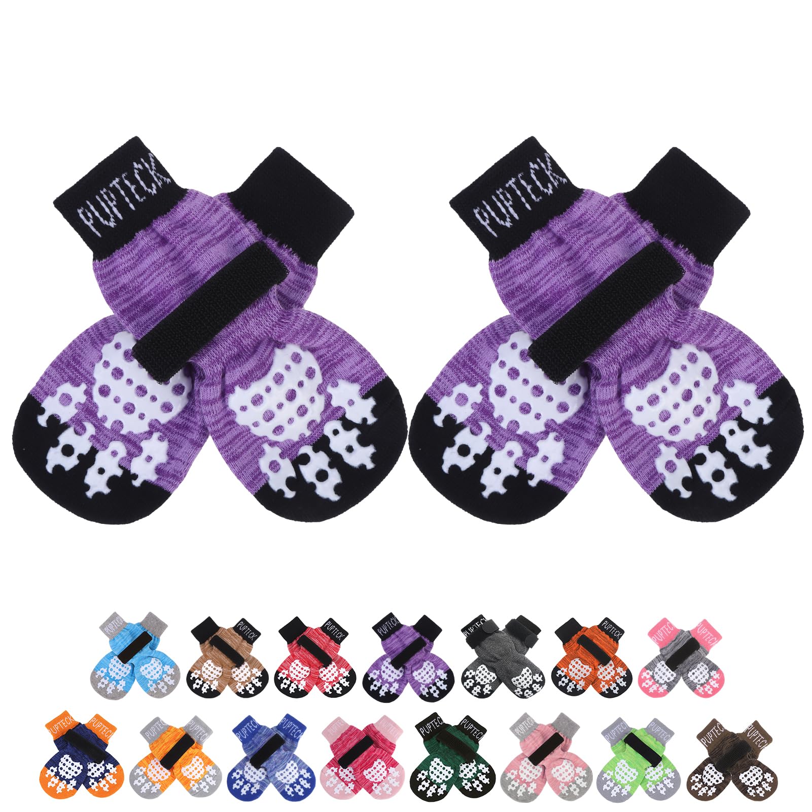 Calcetines antideslizantes PUPTECK para perro, mayor tracción en suelos de madera.