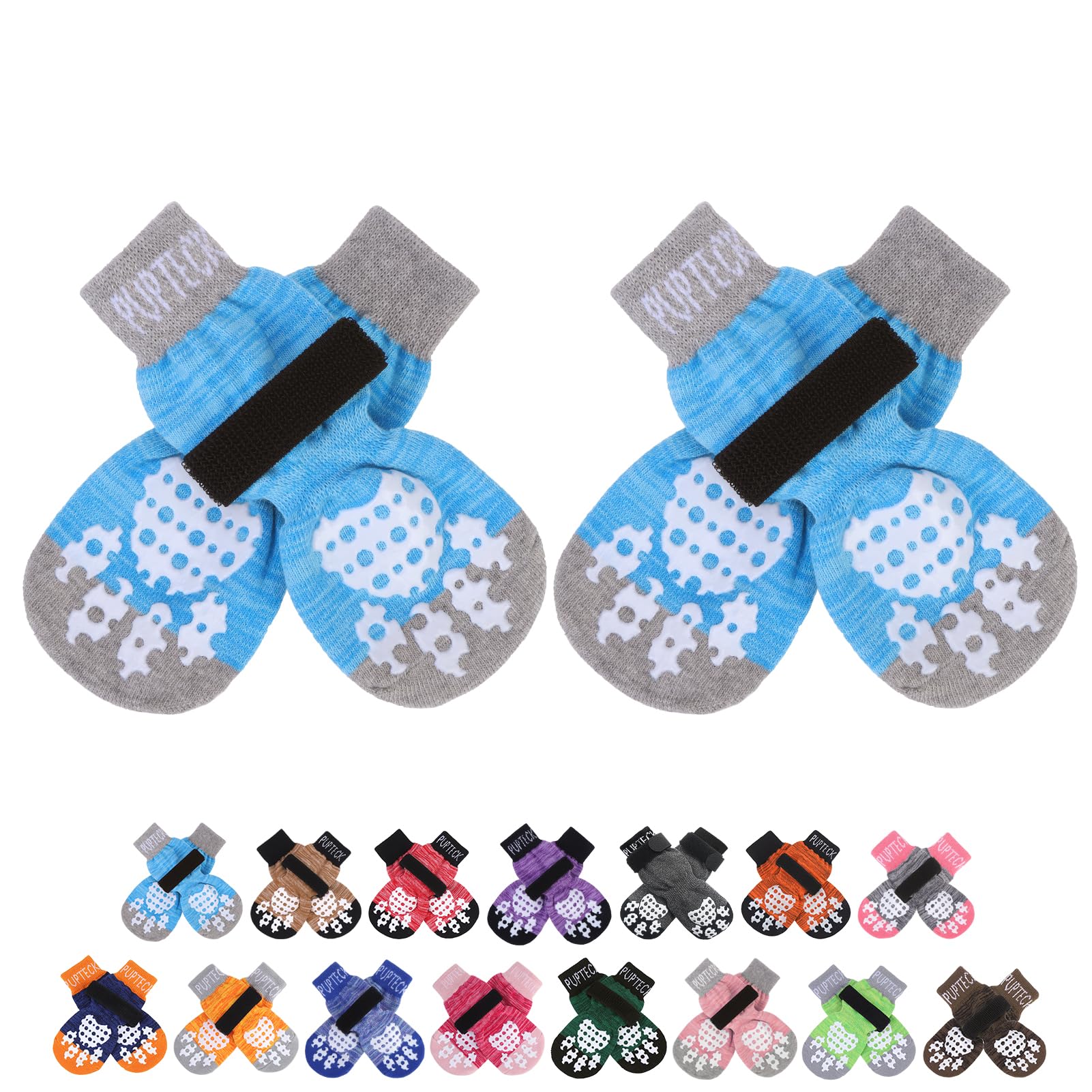 PUPTECK calcetines con doble lado antideslizante para mayor agarre en suelos lisos.