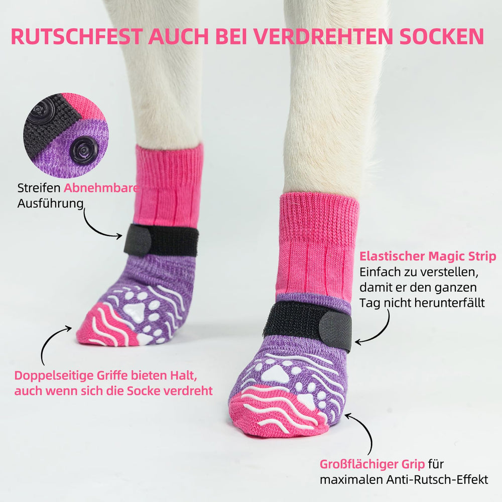 PUPTECK calcetines para perro, enfoque en tracción para seguridad en casa.