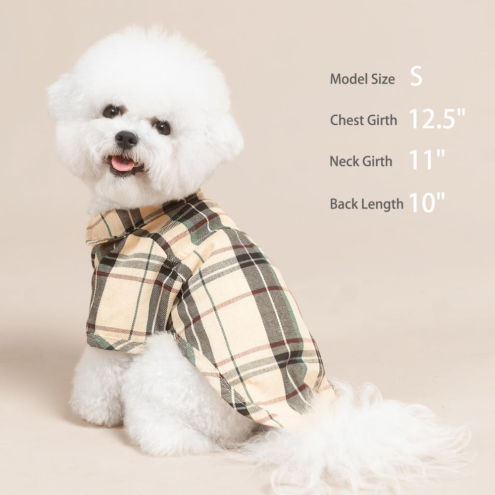 PUPTECK camisa-perro-cuadros-fiesta, ideal para bodas y eventos.