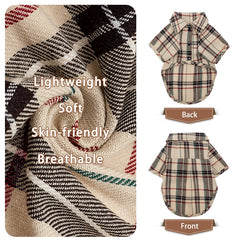 PUPTECK camisa-perro-cuadros-textura-suave, sensación agradable todo el día.