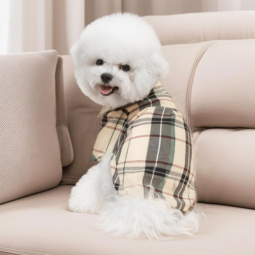 PUPTECK camisa-perro-cuadros-uso-diario, perfecto para cachorros y perros pequeños.