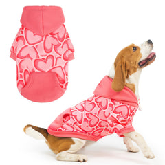 Chaqueta Pupteck para perro rosa con capucha cálida y estilo Valentín