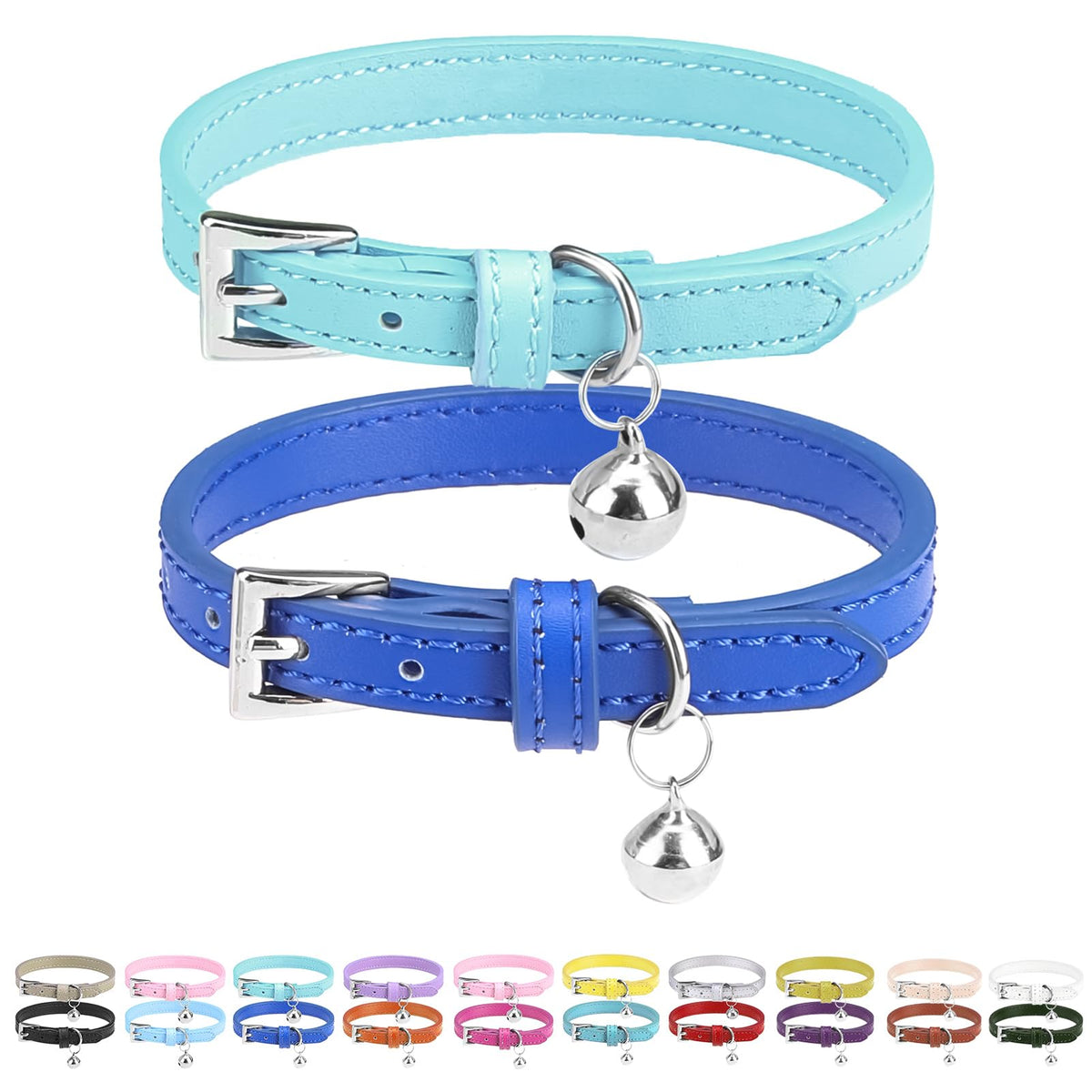 Collar de cuero suave PUPTECK con hebilla, cómodo para uso diario.