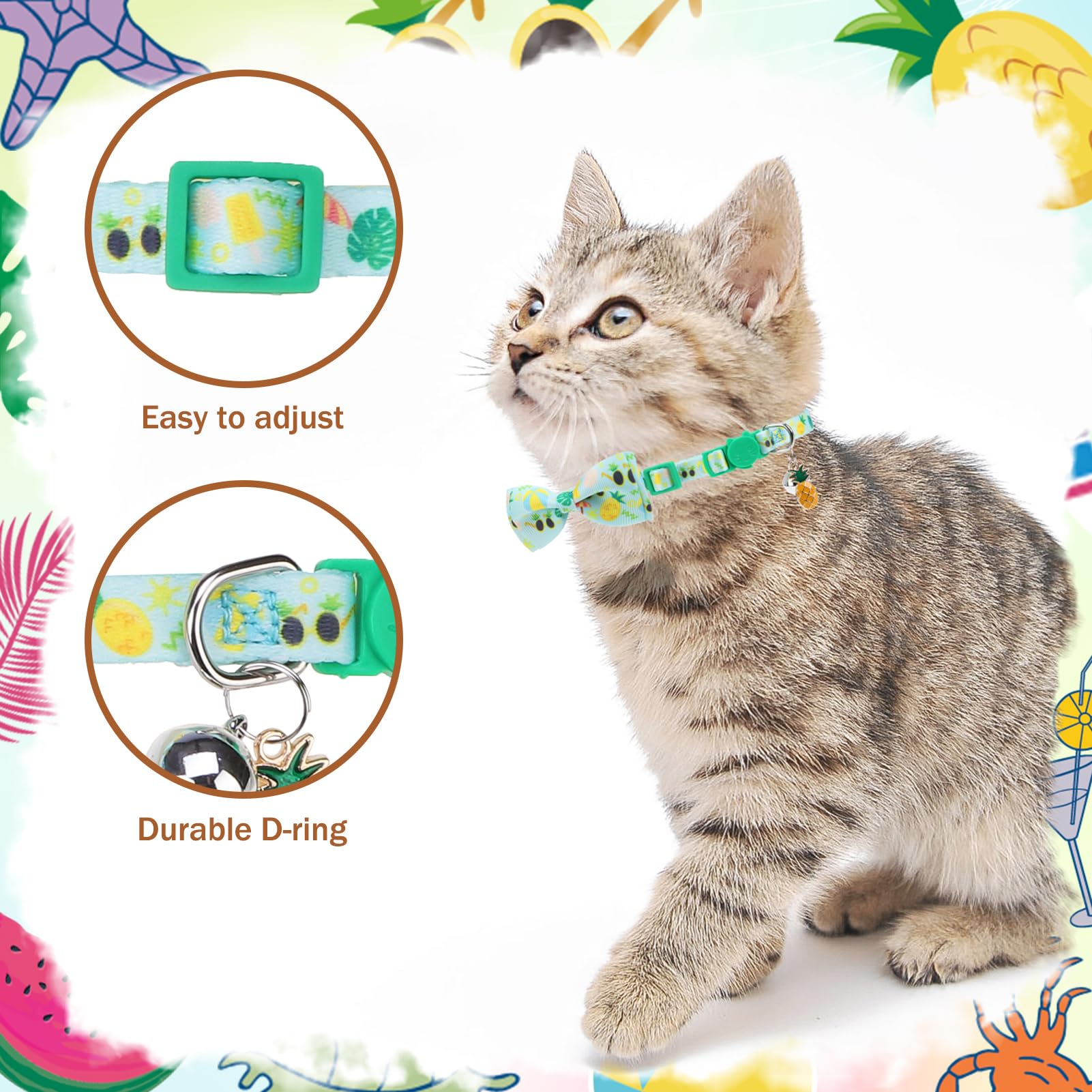 Collar con diseño cangrejo de PupTeck, seguro para actividades al aire libre.