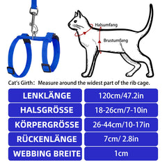 PUPTECK correa gato 120 cm azul para caminatas estables.