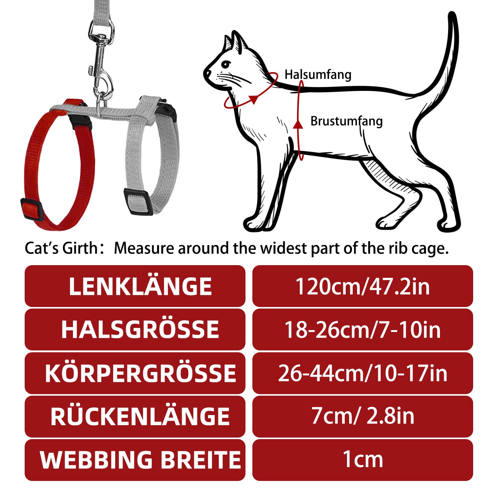 PUPTECK correa gato 120 cm, longitud ideal para caminatas tranquilas.