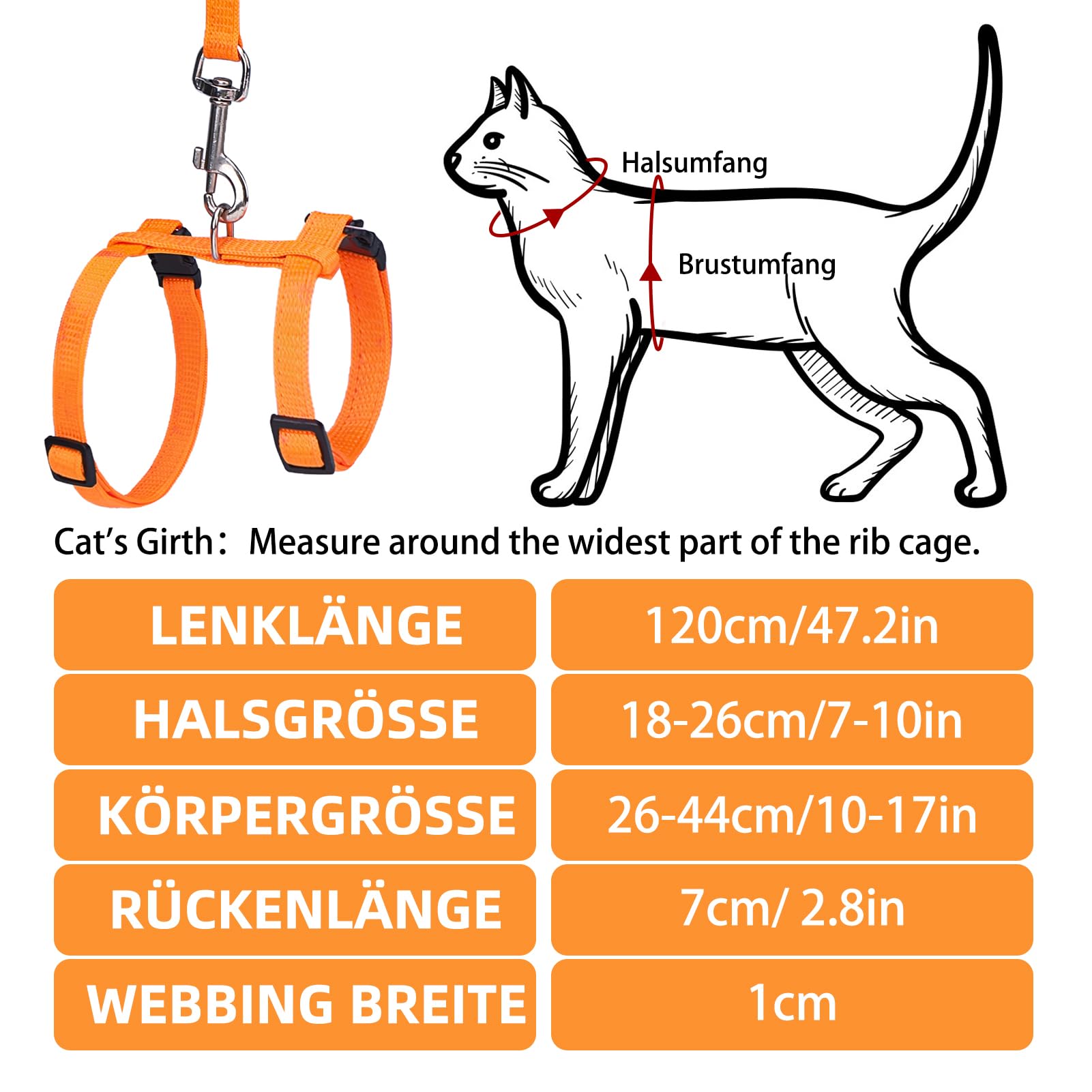Correa de 120 cm para gatos PUPTECK, alcance cómodo para paseos.
