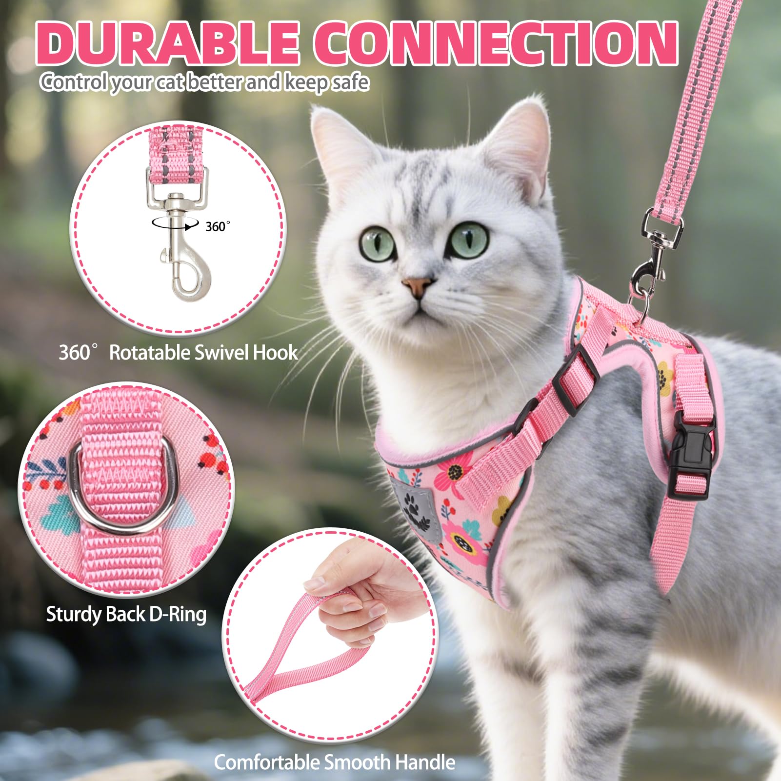PUPTECK correa para gato de 1,5 m, ideal para paseos