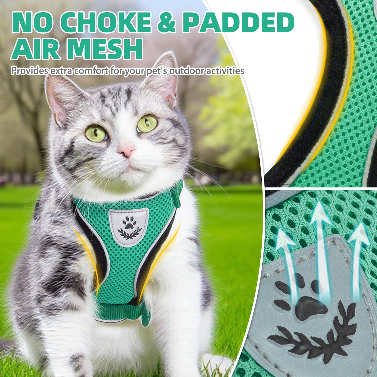 PUPTECK correa gato 4-9 pies para paseos seguros y controlados