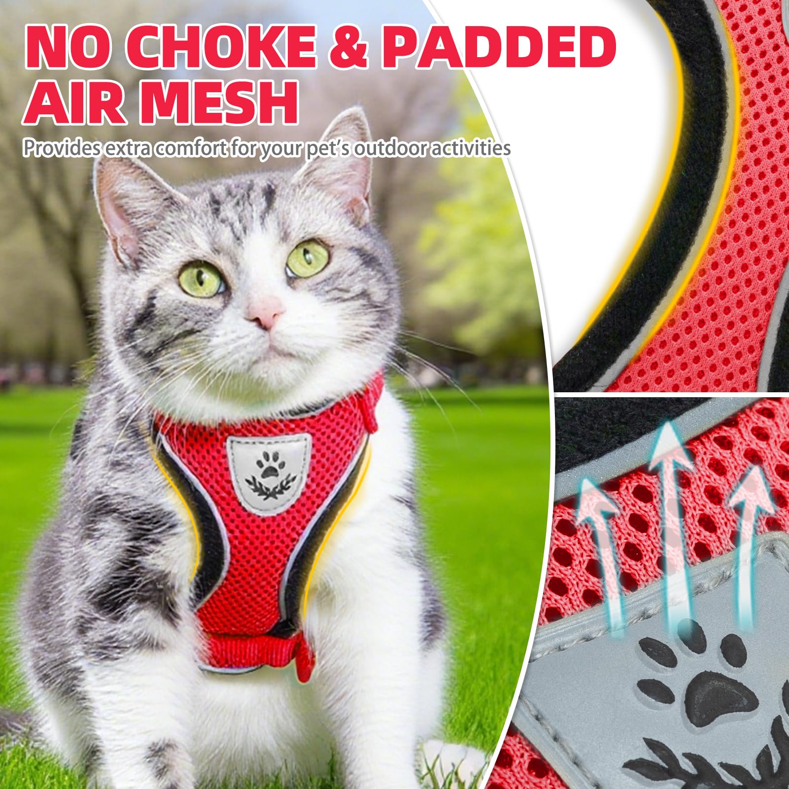 Correa de gato PUPTECK de 4,9 pies para paseos seguros.