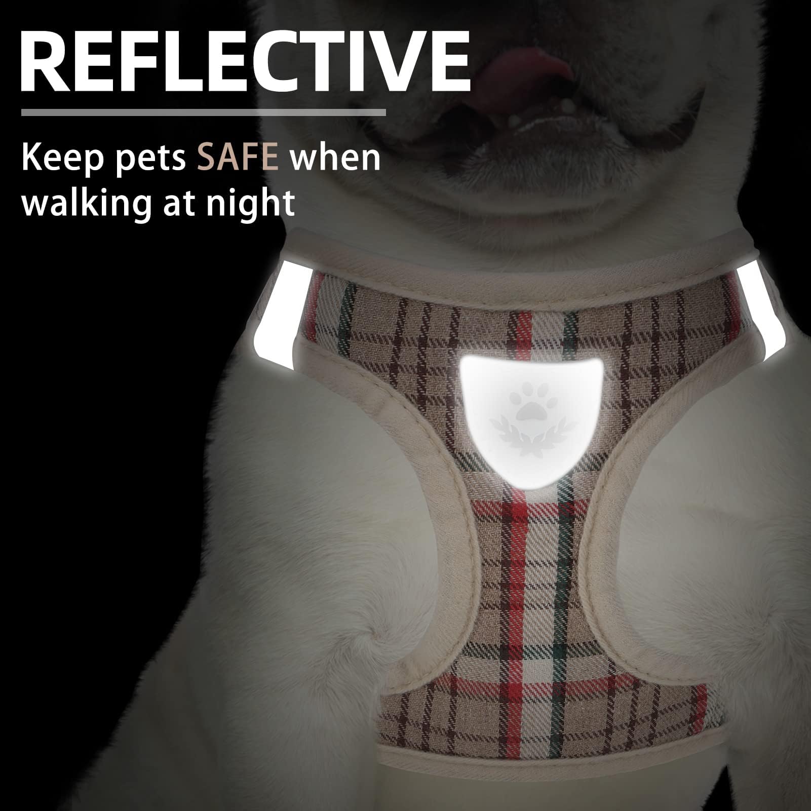 PUPTECK diseño reflectante de cuadros para mayor visibilidad nocturna.