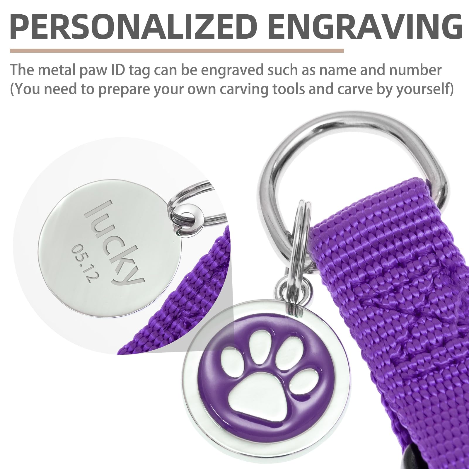 Etiqueta ID metálica Pupteck, personalizable para identificación