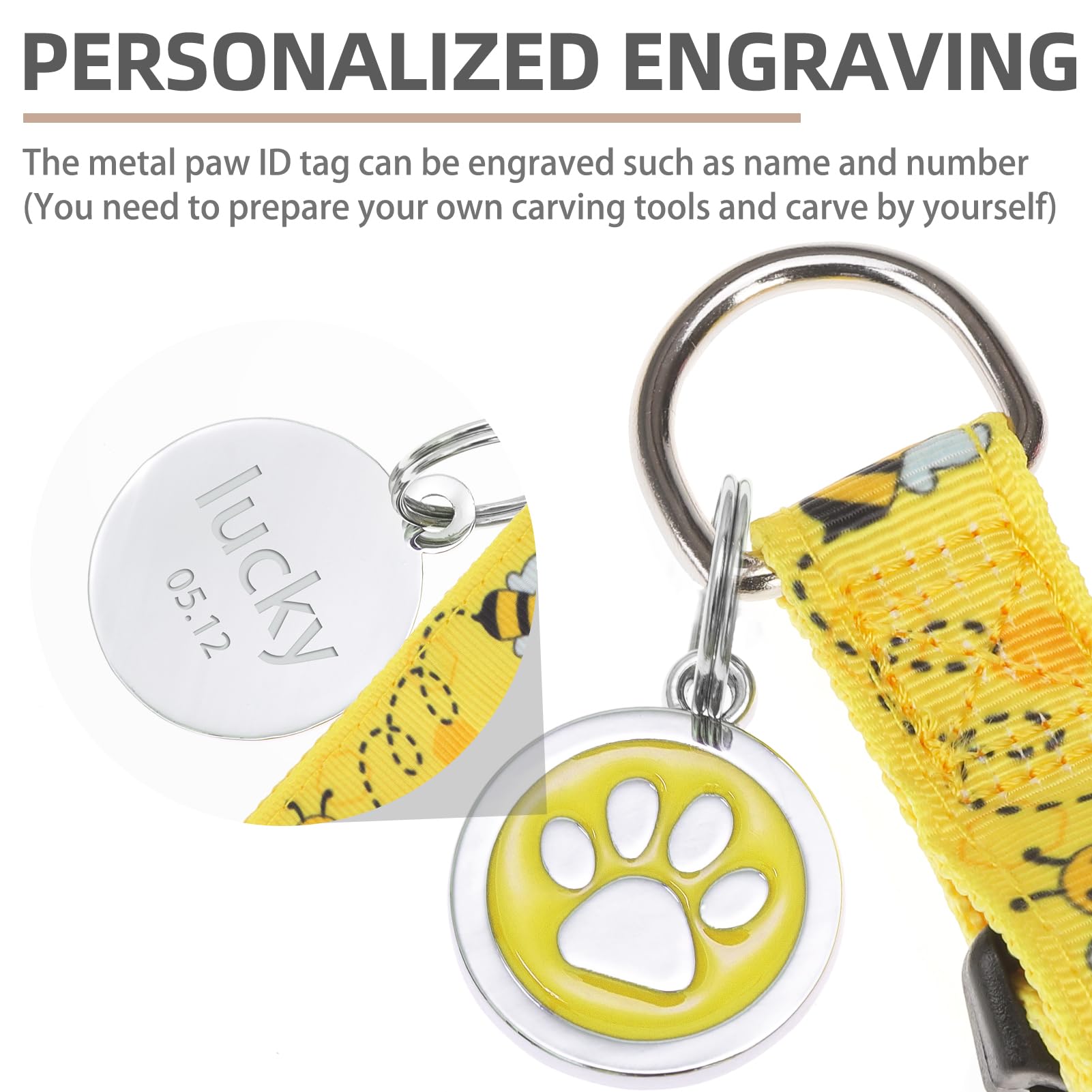 PUPTECK etiqueta ID con patita y grabado personalizable.