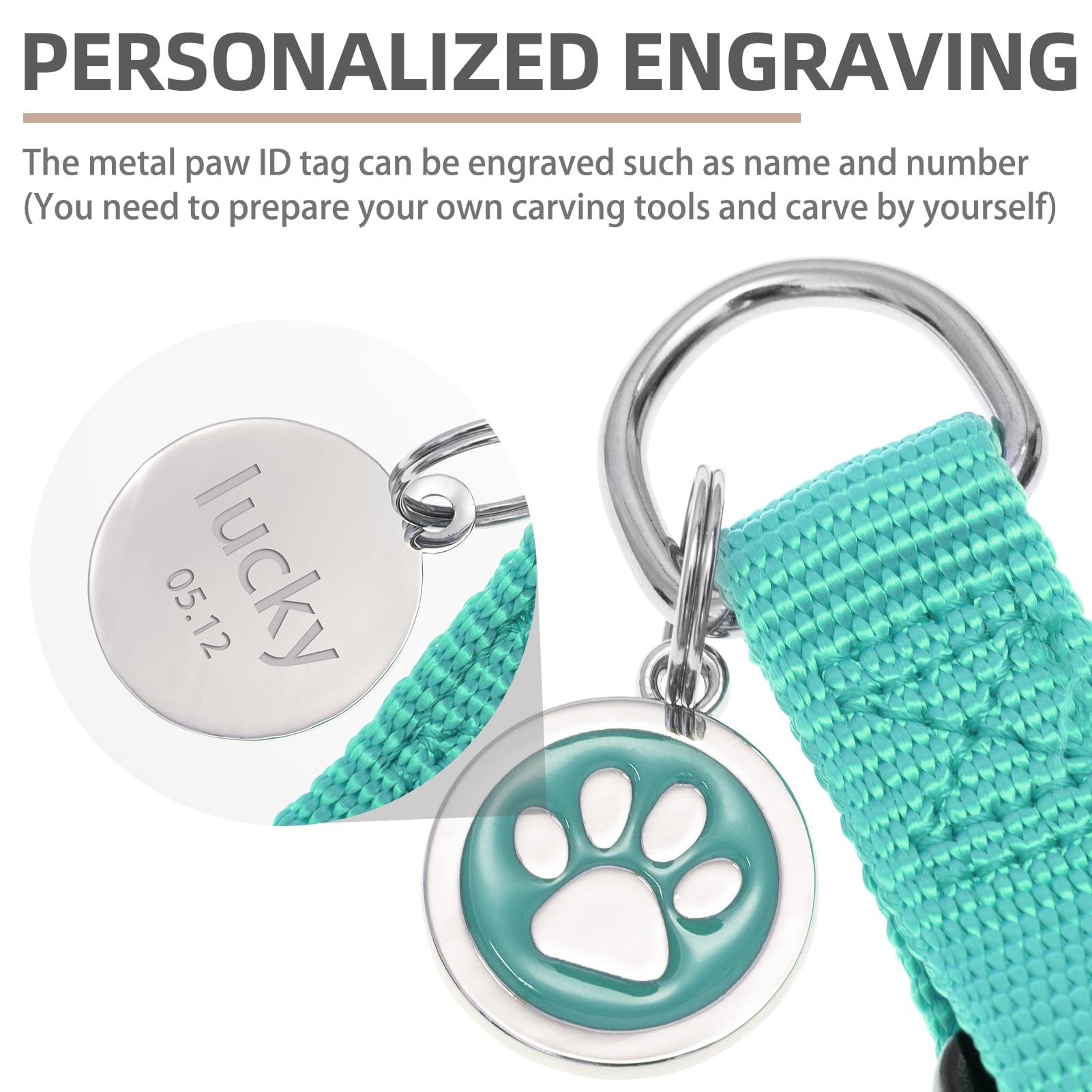 PUPTECK etiqueta de identificación, diseño personalizable para grabar nombre del perro.