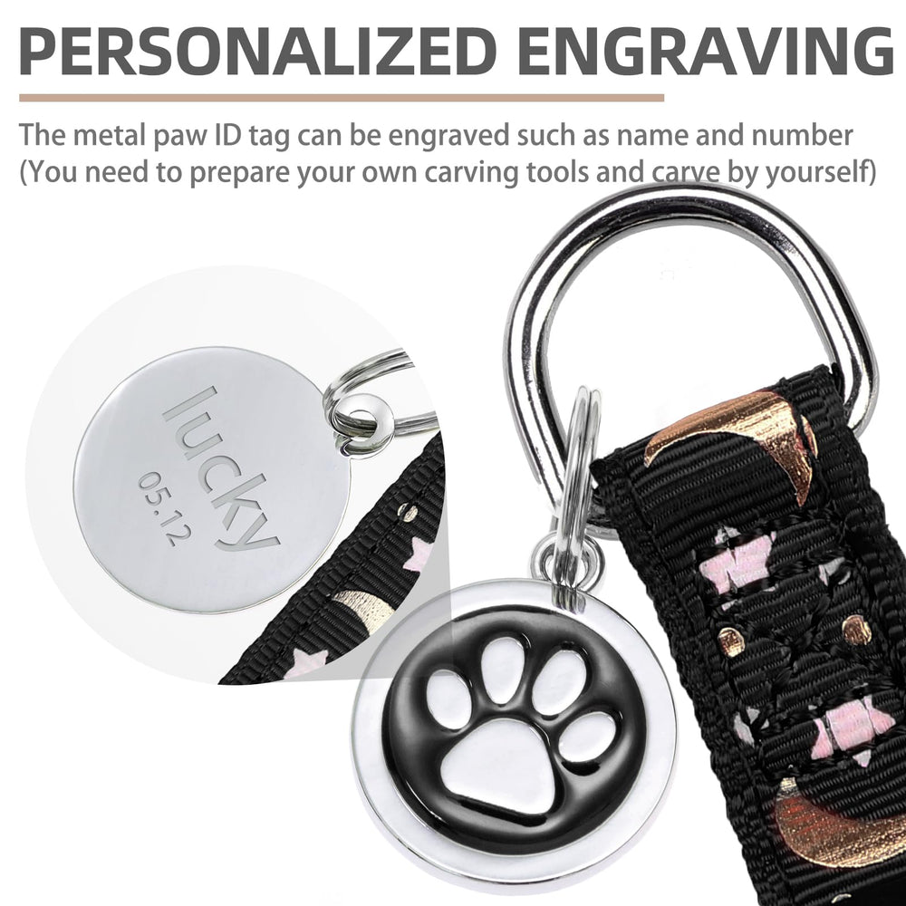 PUPTECK etiqueta de identificación metálica con diseño de pata personalizable.