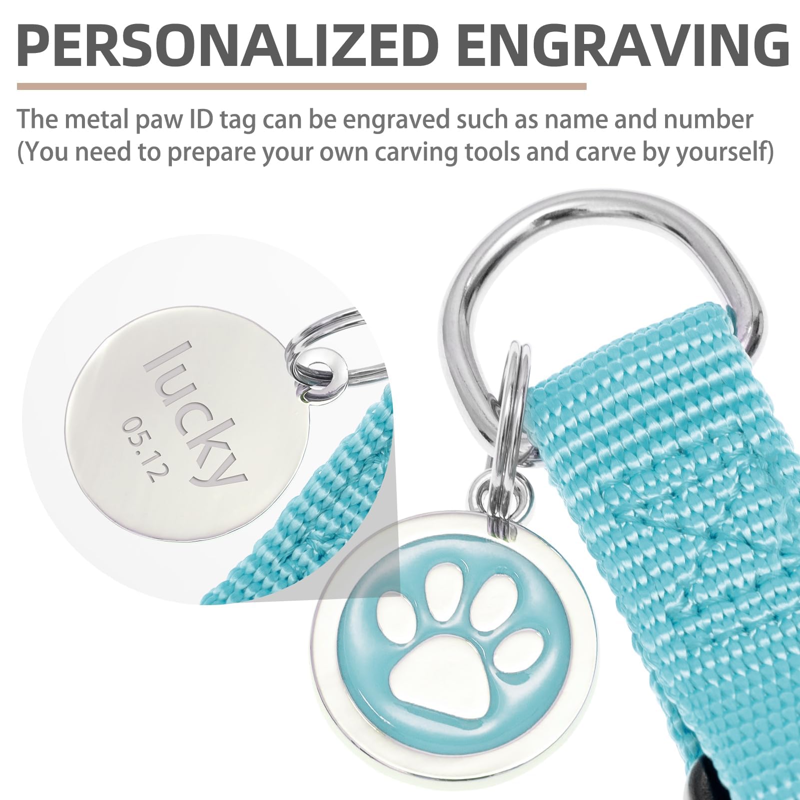 Etiqueta de metal PUPTECK para identificación, resistente y personalizable.