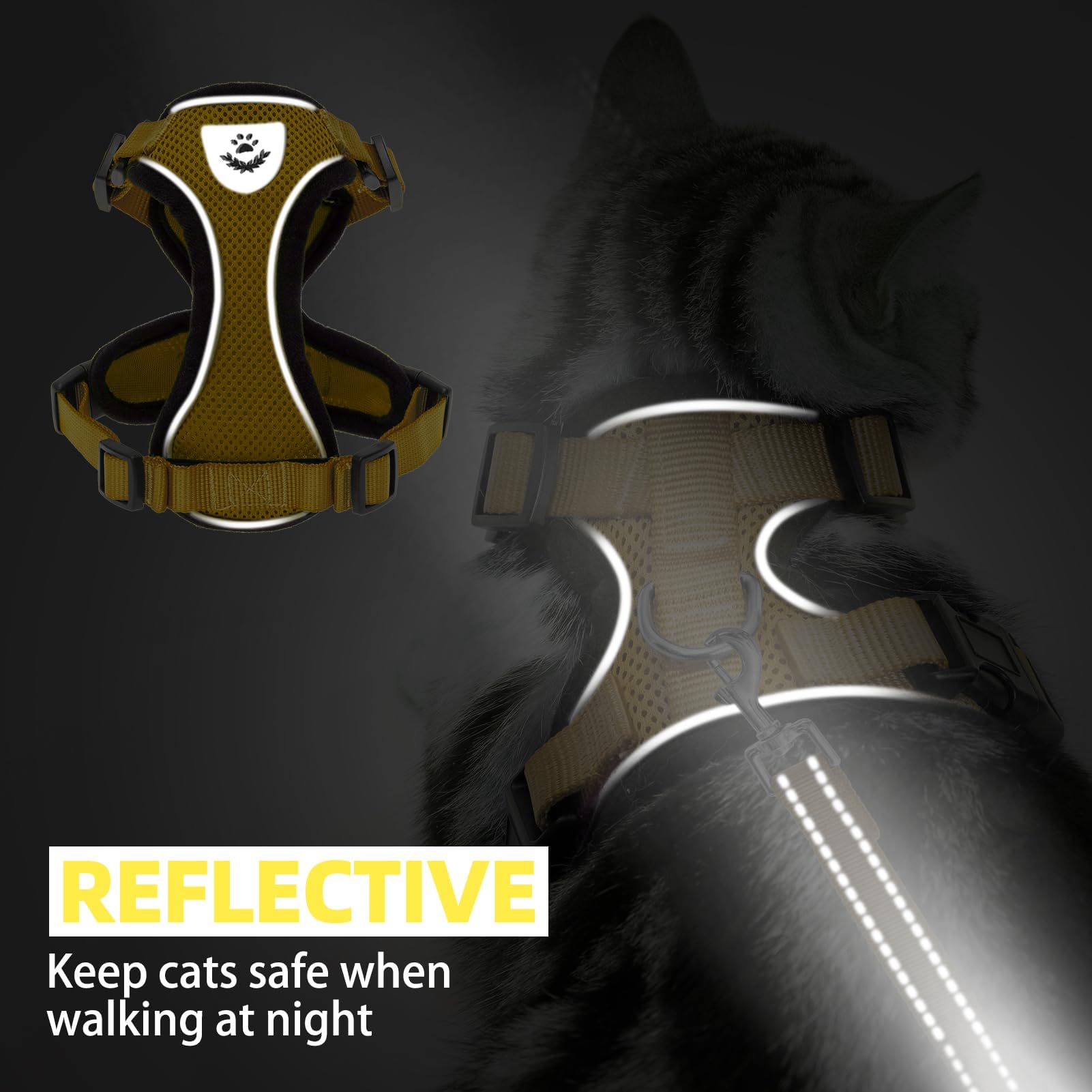 Correa de 1,5 m (4,9 ft) para gatos, control cómodo