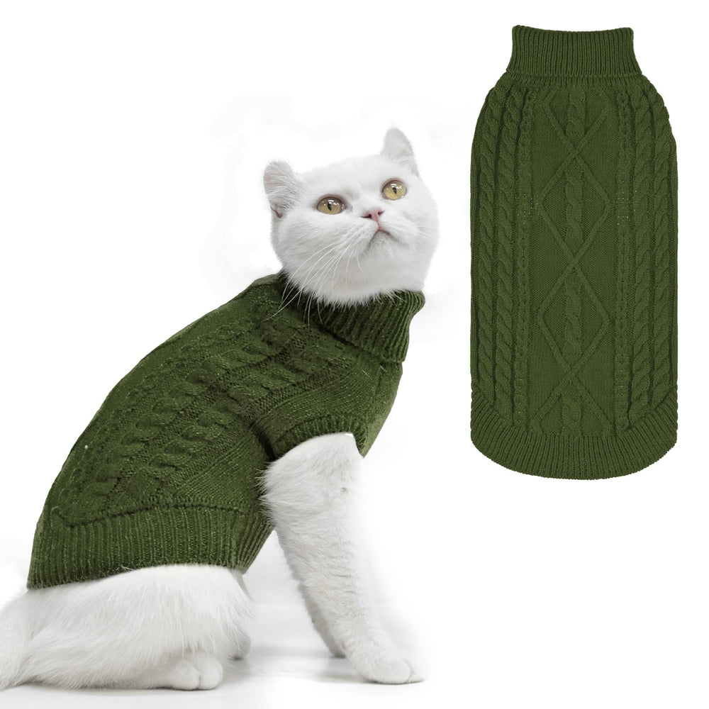 PUPTECK suéter de gato invierno, vista frontal, mantiene al gato cálido.
