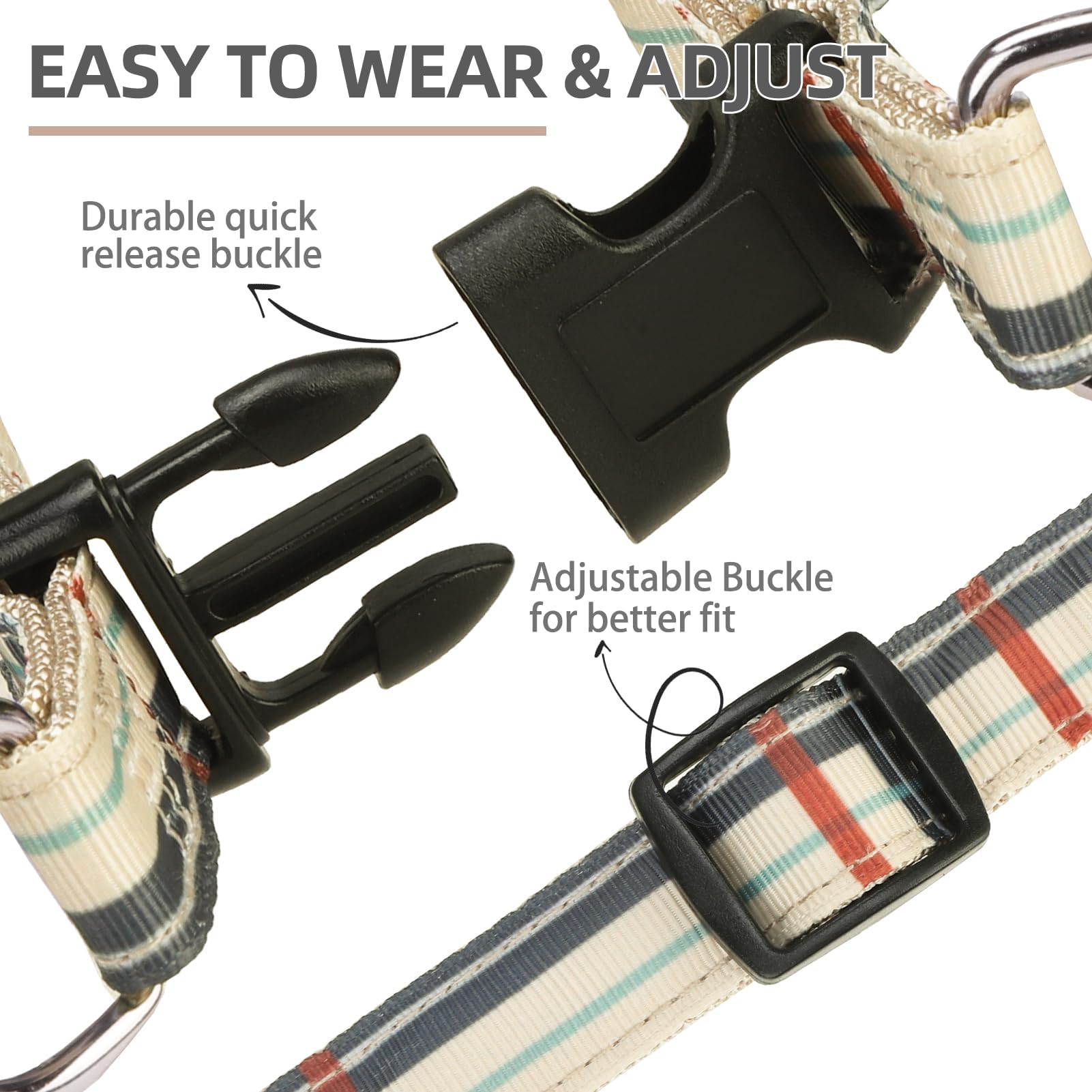 Arnés PUPTECK con nylon duradero para paseos diarios.